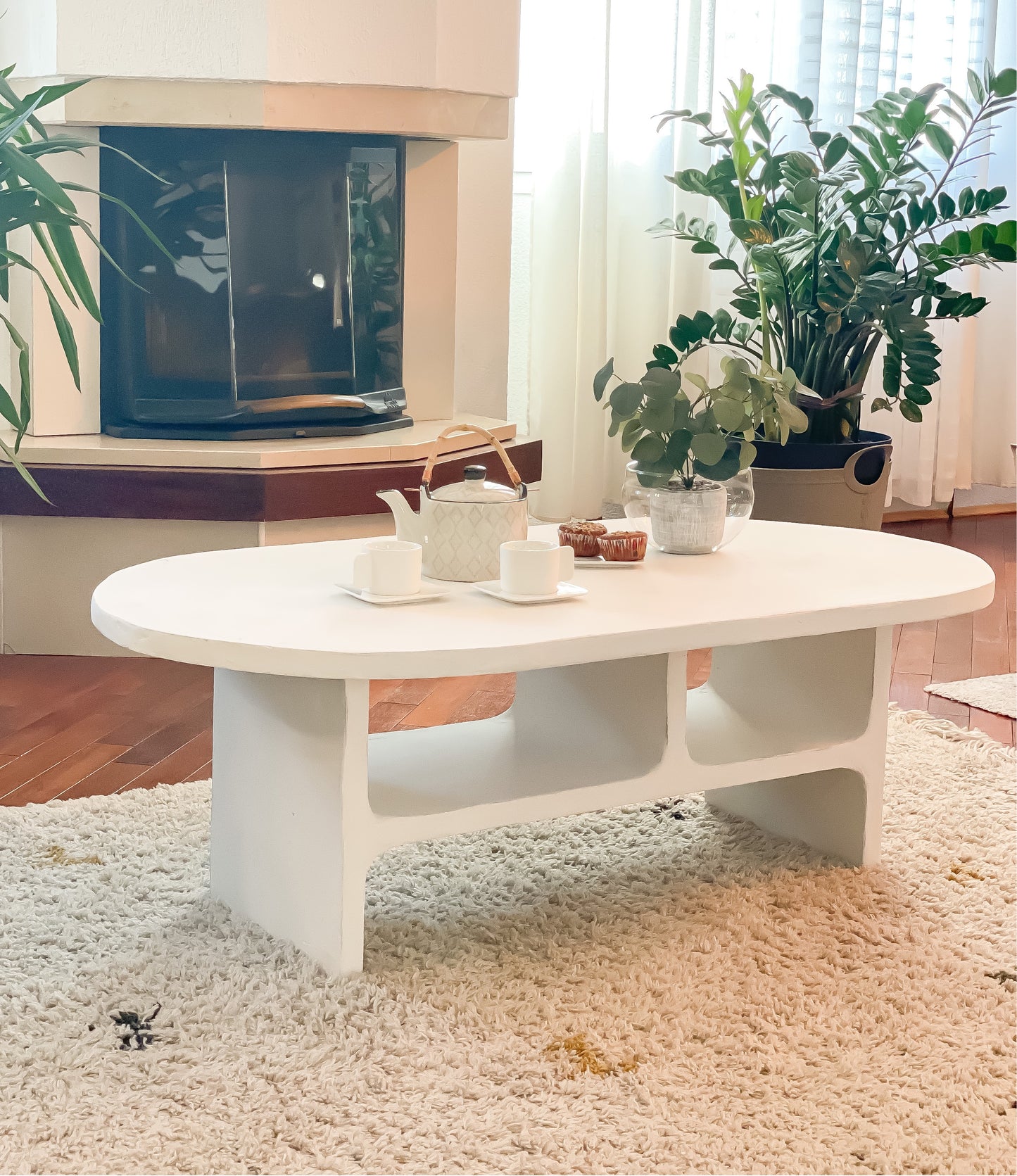 Table basse en béton Nali - Ovale - Longueur 100 ou 120 cm