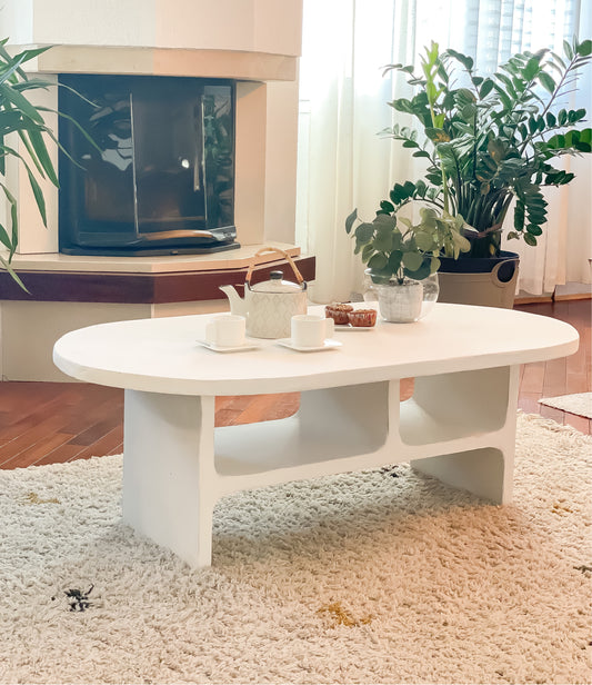 Table basse en béton Nali - Ovale - Longueur 120 cm